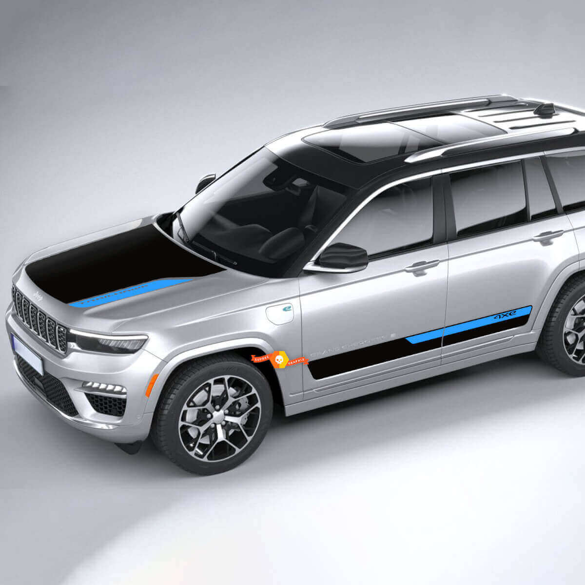 Kit d'autocollants graphiques pour capot et portières latérales 4xe pour Jeep Grand Cherokee