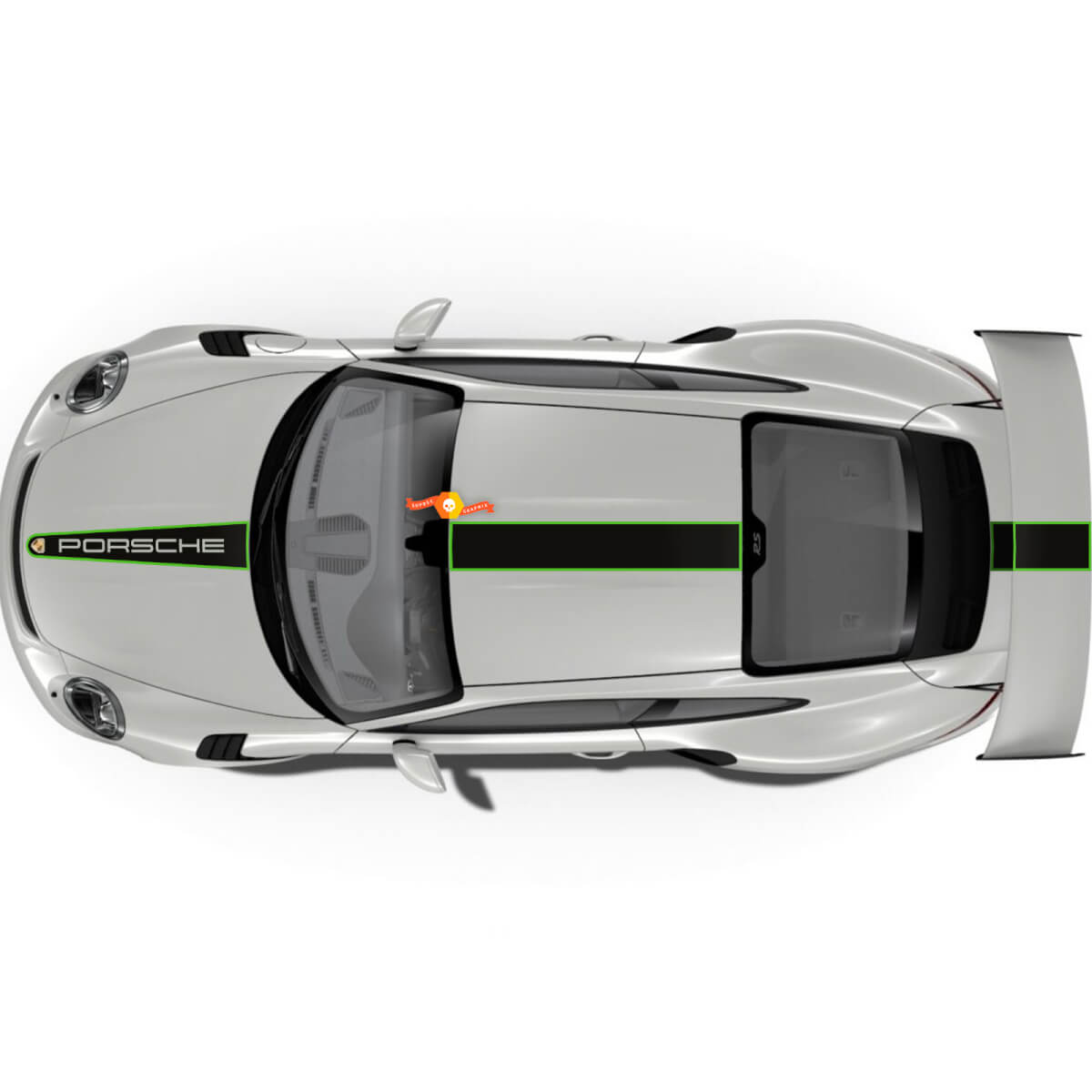 Autocollants Porsche Capot et Coffre de Toit Autocollant Porsche 911 GT3 Racing Edition Stripes Kit
