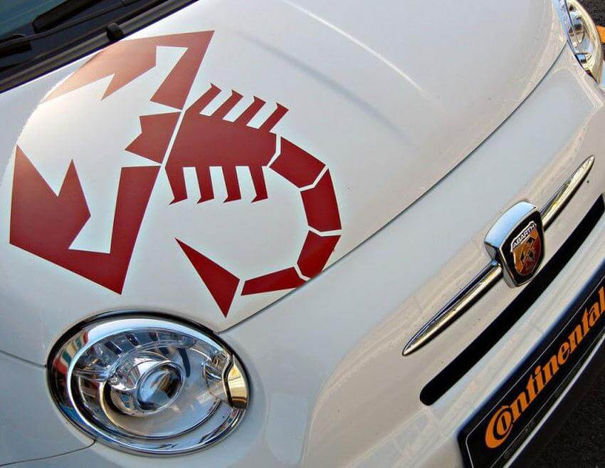 Set d'autocollants en vinyle capot Scorpion pour Fiat 500 Abarth
