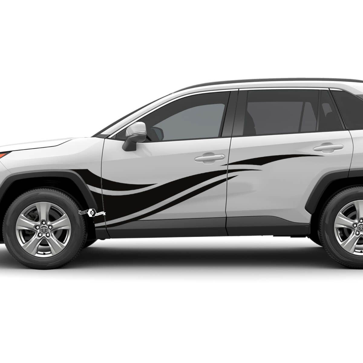 Autocollant graphique en vinyle à rayures latérales ondulées adapté à Toyota RAV4
