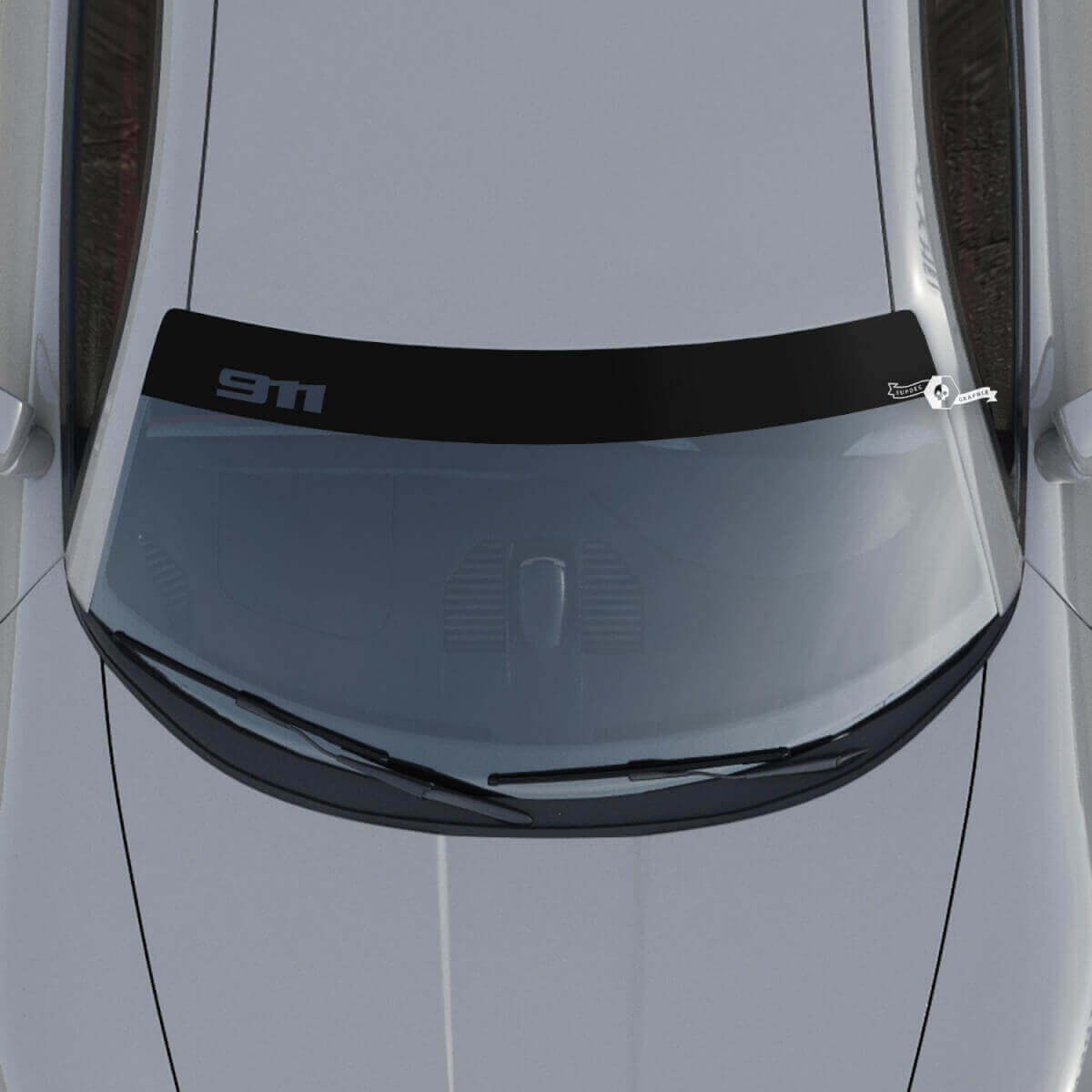 Autocollant vinyle bande pare-brise logo 911 pour Porsche 911