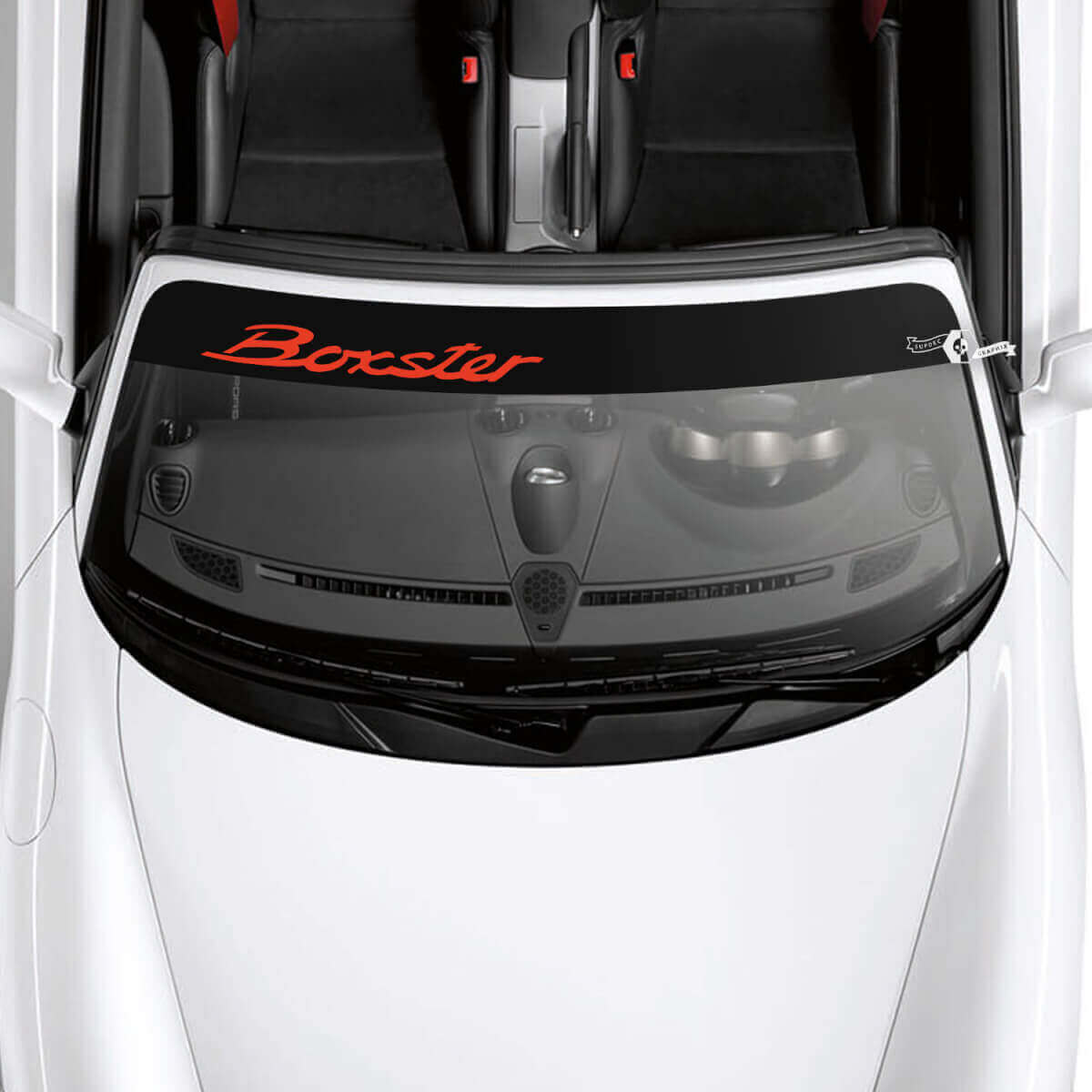 Logo Porsche Boxster Pare-brise avec kit de bandes de fond Autocollant Décalcomanie
