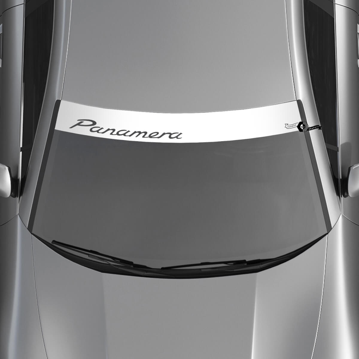 Porsche Panamera Logo Pare-brise avec bandes de fond Kit autocollant autocollant 2
