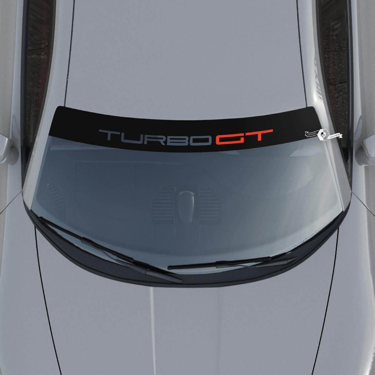 Logo Porsche Turbo GT pour pare-brise avec kit de bandes de fond Autocollant Décalcomanie 2
