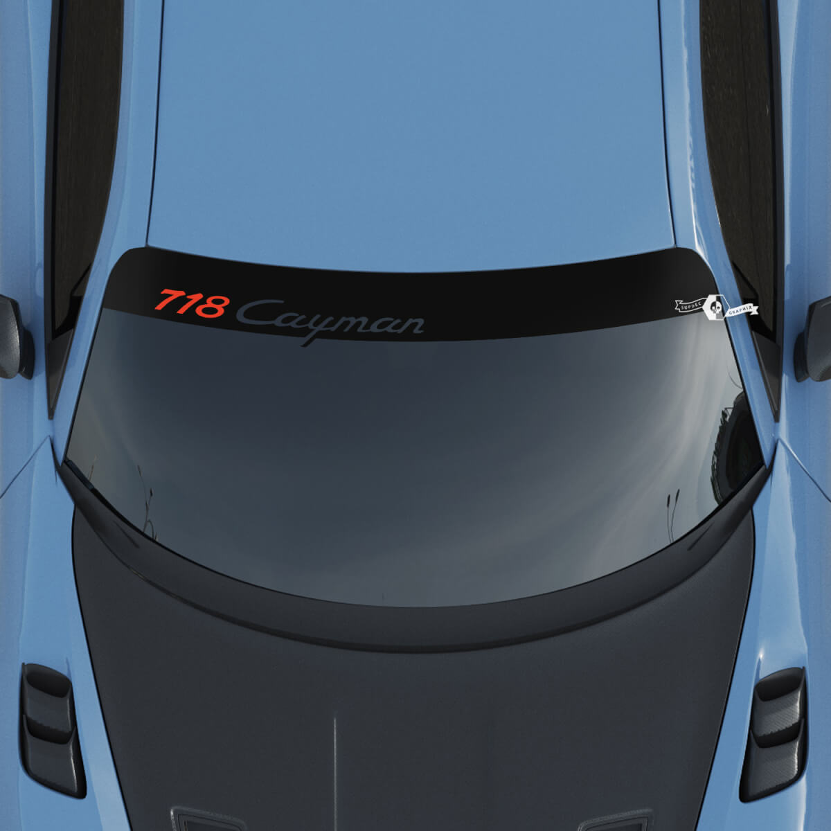 Autocollant de pare-brise avec logo Porsche Turbo GT avec bandes de fond
