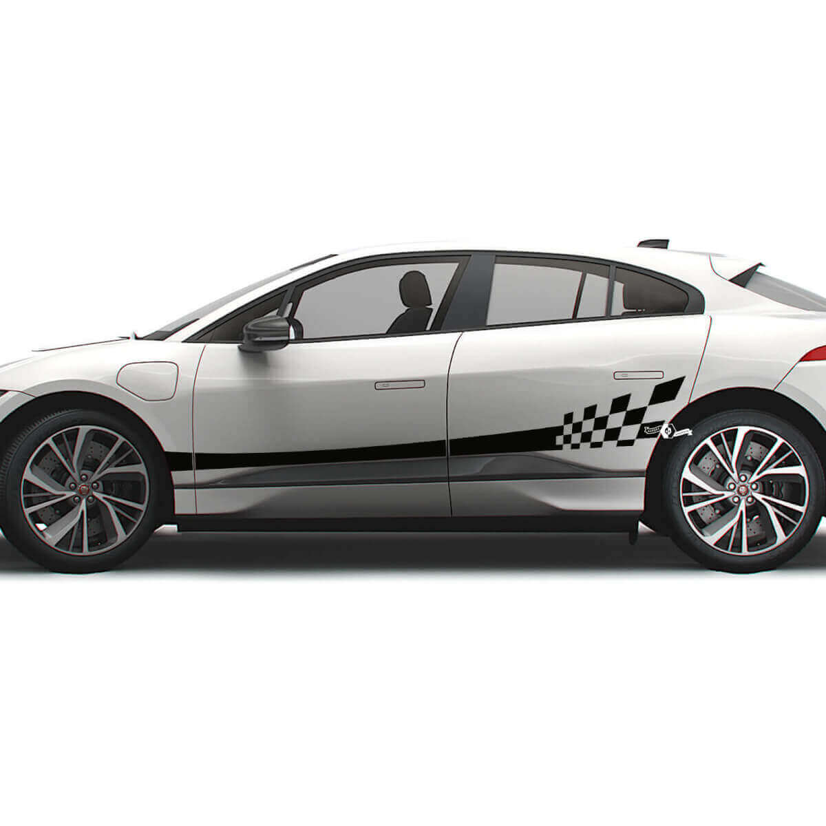 Autocollant Bande Graphique Damier Latérale Pour Portes Jaguar I Pace