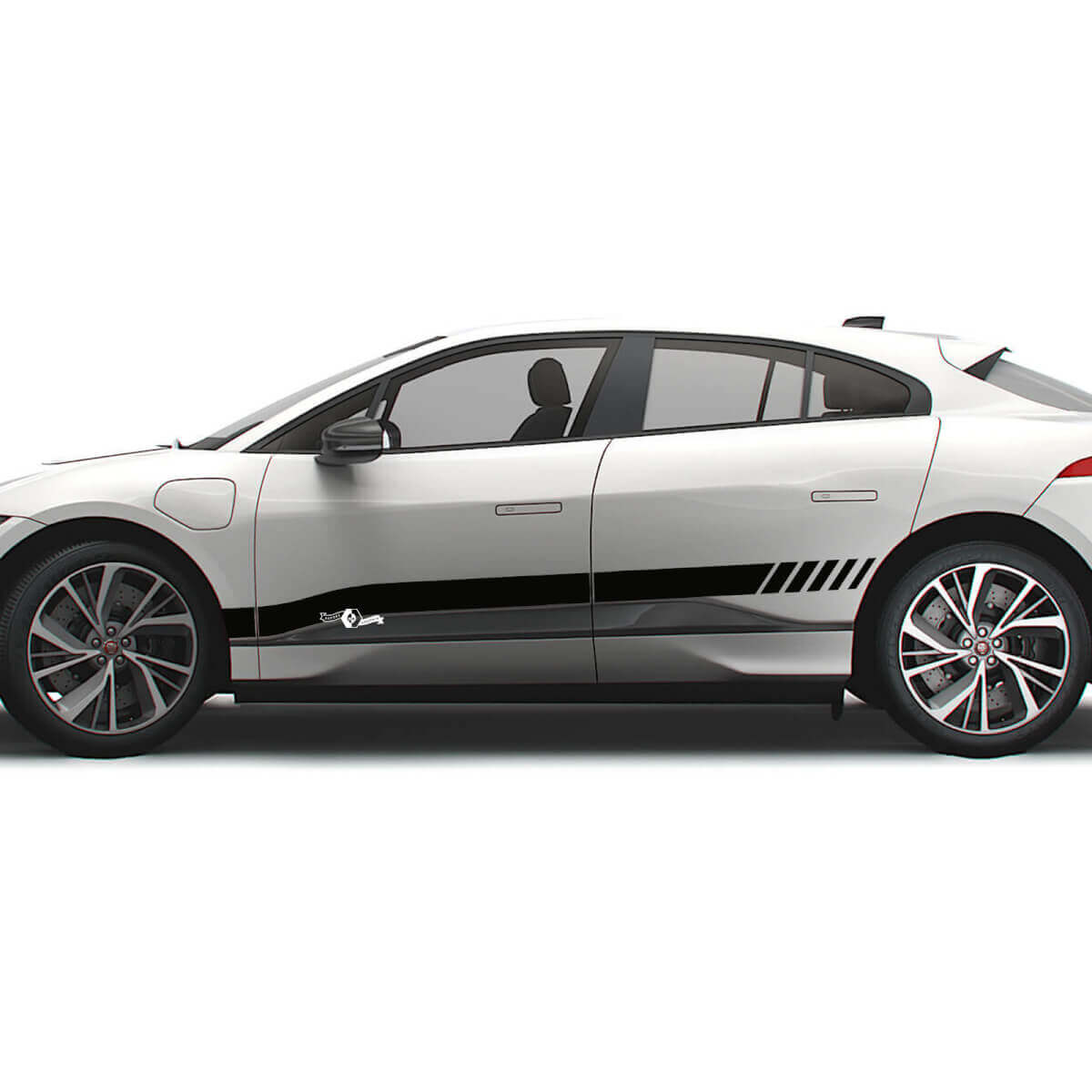 Jaguar I Pace Side Checkered Stripe Graphics Portes autocollant Logo Lignes autocollant 2
