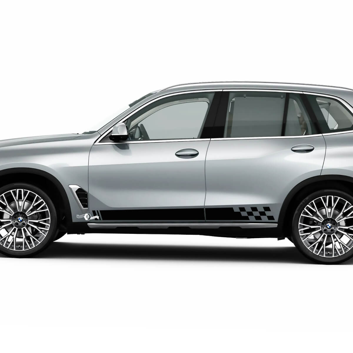 Autocollant en vinyle à rayures à carreaux pour portes latérales BMW X5 G05
