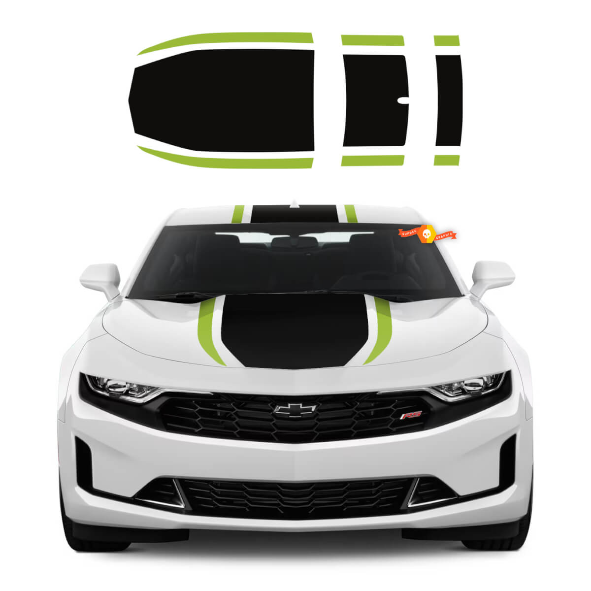 Kit de décalcomanies en vinyle pour Chevy Camaro 2019 2022, pour capot central, toit, course de rallye, rayures, 2 couleurs
