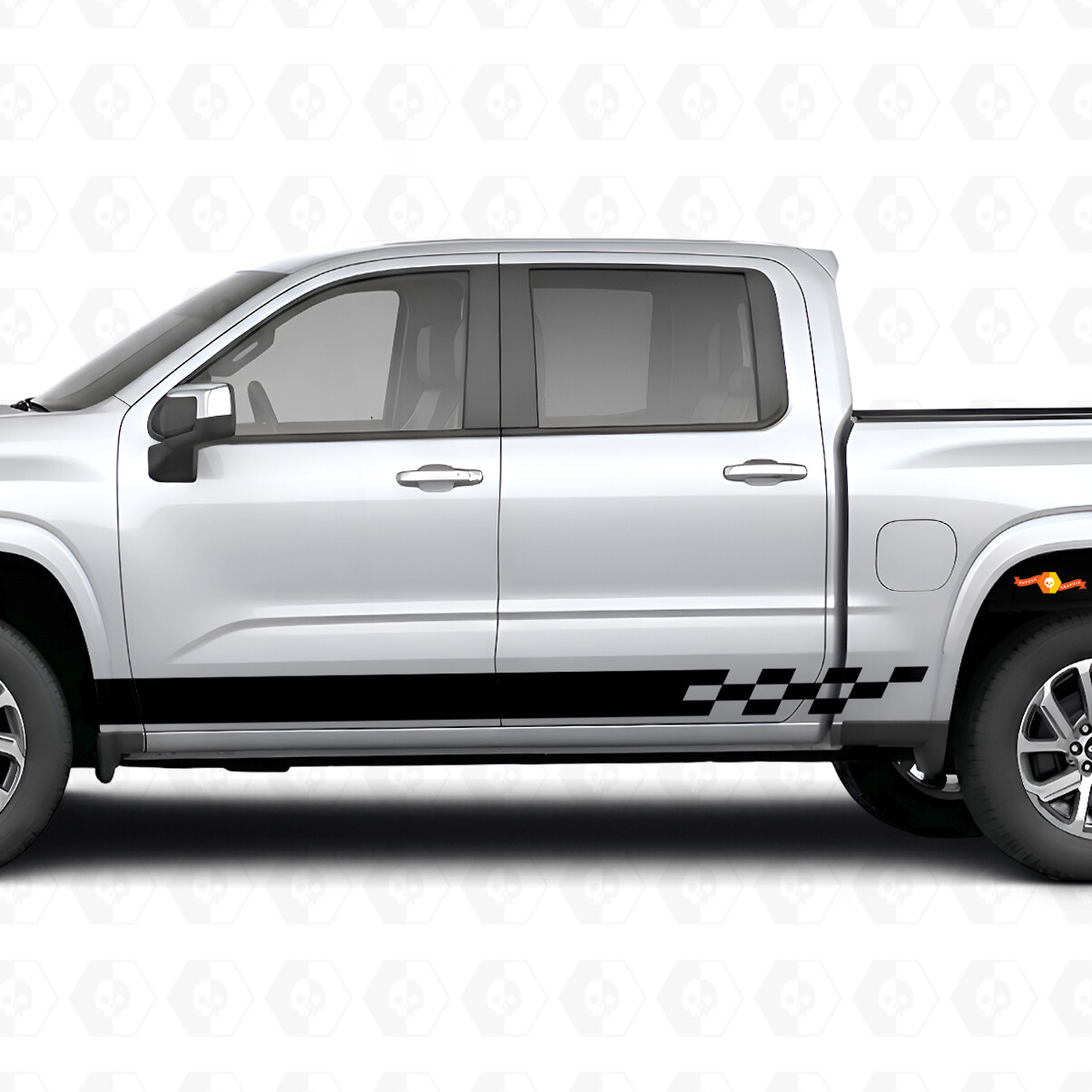 Bandeaux en vinyle à damier Lightning pour portes et bas de caisse Chevrolet Silverado 1500 Nouvelle génération 2027