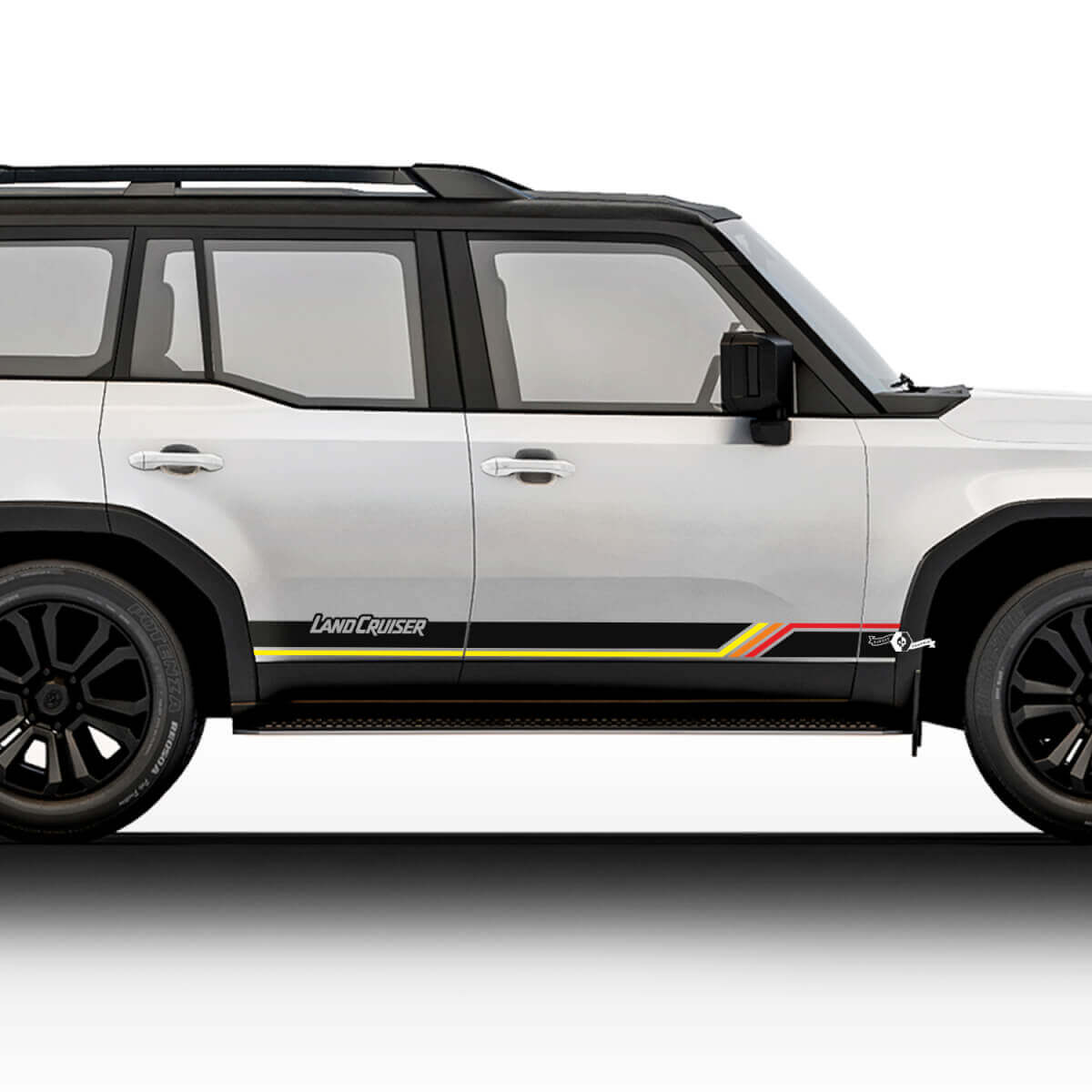 Kit de décalcomanies vinyle bandes latérales de porte style vintage pour Toyota Land Cruiser 2024