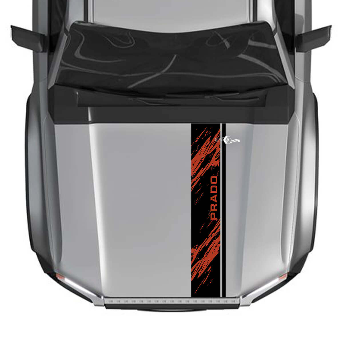 2024 Toyota Land Cruiser Prado Hood Stripe Destroyed Décalcomanies graphiques en vinyle 2 couleurs
