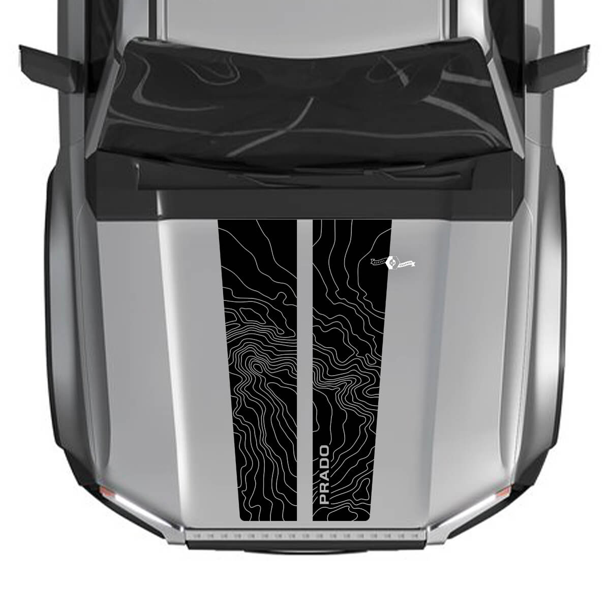 Autocollants de décalcomanies de capot de carte de contour topographique pour Toyota Land Cruiser 2024 – Graphiques en vinyle personnalisés
