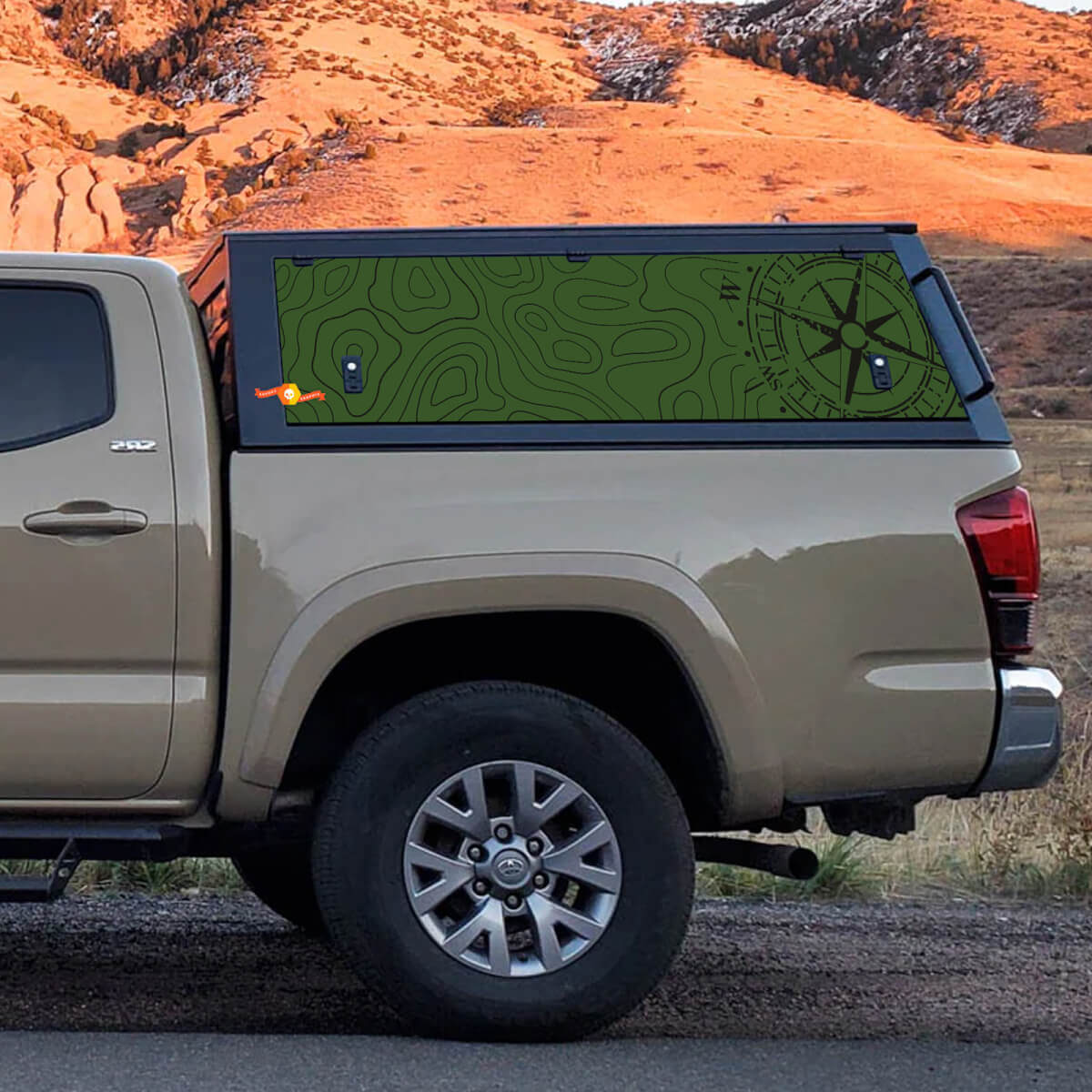 Autocollant en vinyle de carte topographique pour autocollants de casquette de camion Toyota Tacoma - Graphiques tout-terrain personnalisés
