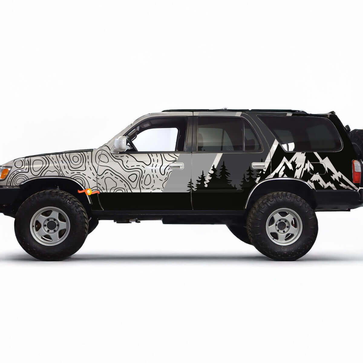 Montagnes carte topographique Contour rétro TRD Vintage rayures autocollants décalcomanies-enveloppe graphique personnalisée pour Toyota 4Runner TRD
