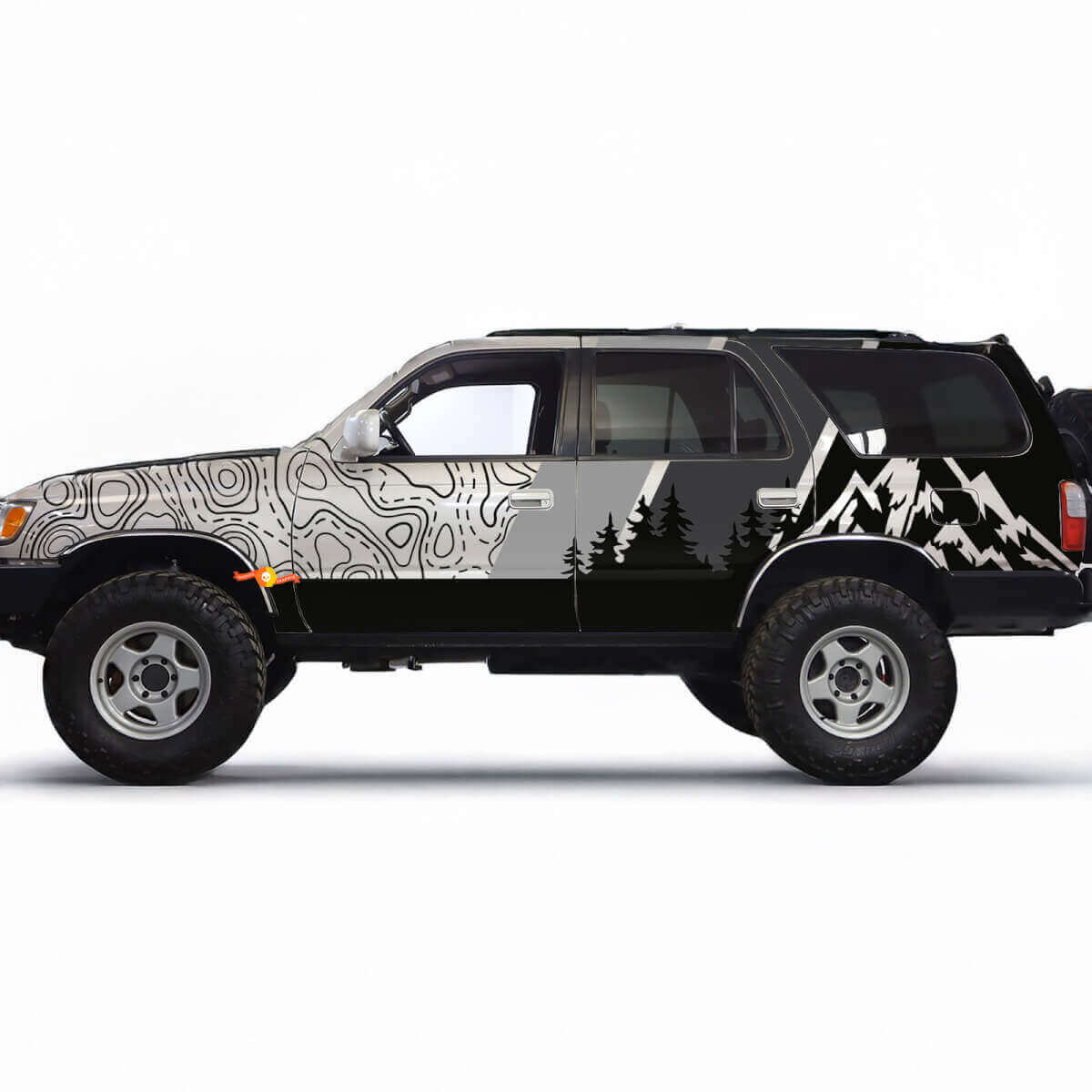 Carte topographique des montagnes Contour Rétro TRD Rayures Vintage Autocollants Décalcomanies - Graphiques Personnalisés pour Toyota 4Runner TRD
