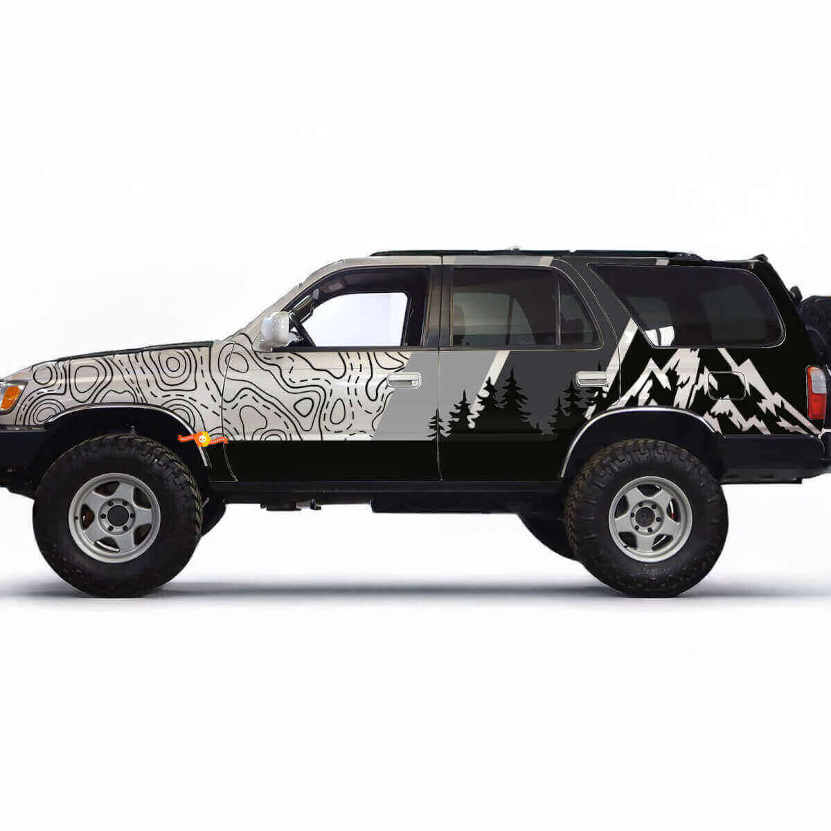 Kit d'autocollants vinyle côté forêt montagne topographique pour Toyota 4Runner