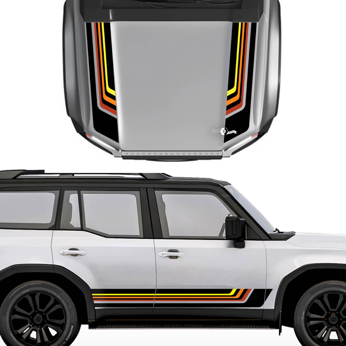Autocollant de décalcomanies de capot et de rayures latérales de Toyota Land Cruiser Prado - Kit graphique en vinyle
