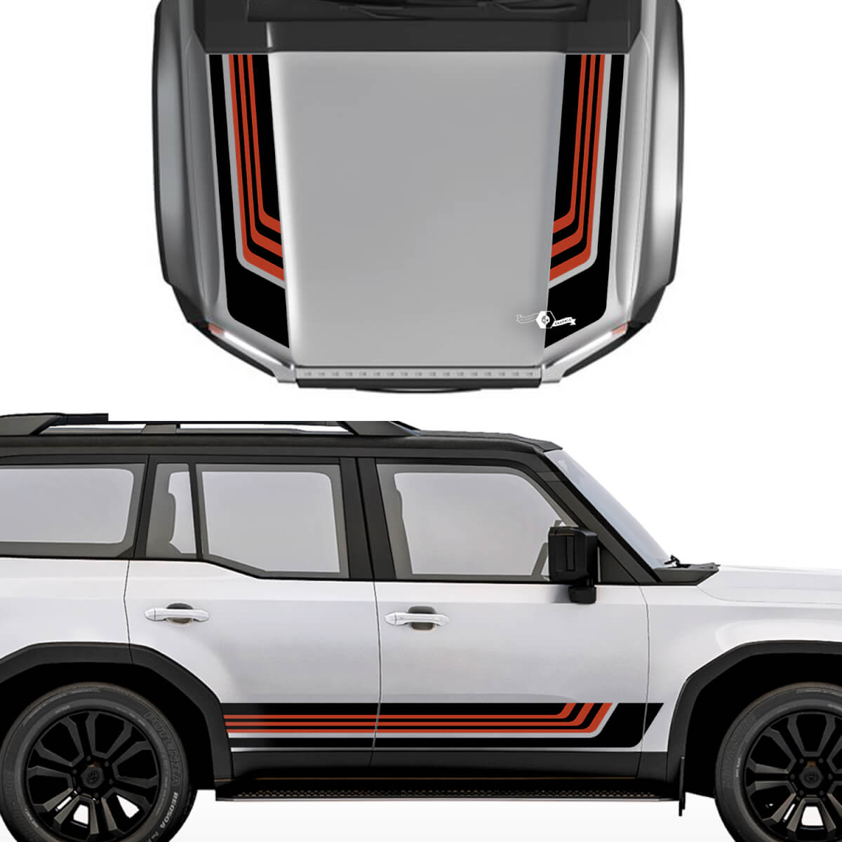Autocollant de décalcomanies de style rétro vintage pour capot et rayures latérales de Toyota Land Cruiser Prado - Kit graphique en vinyle 2
