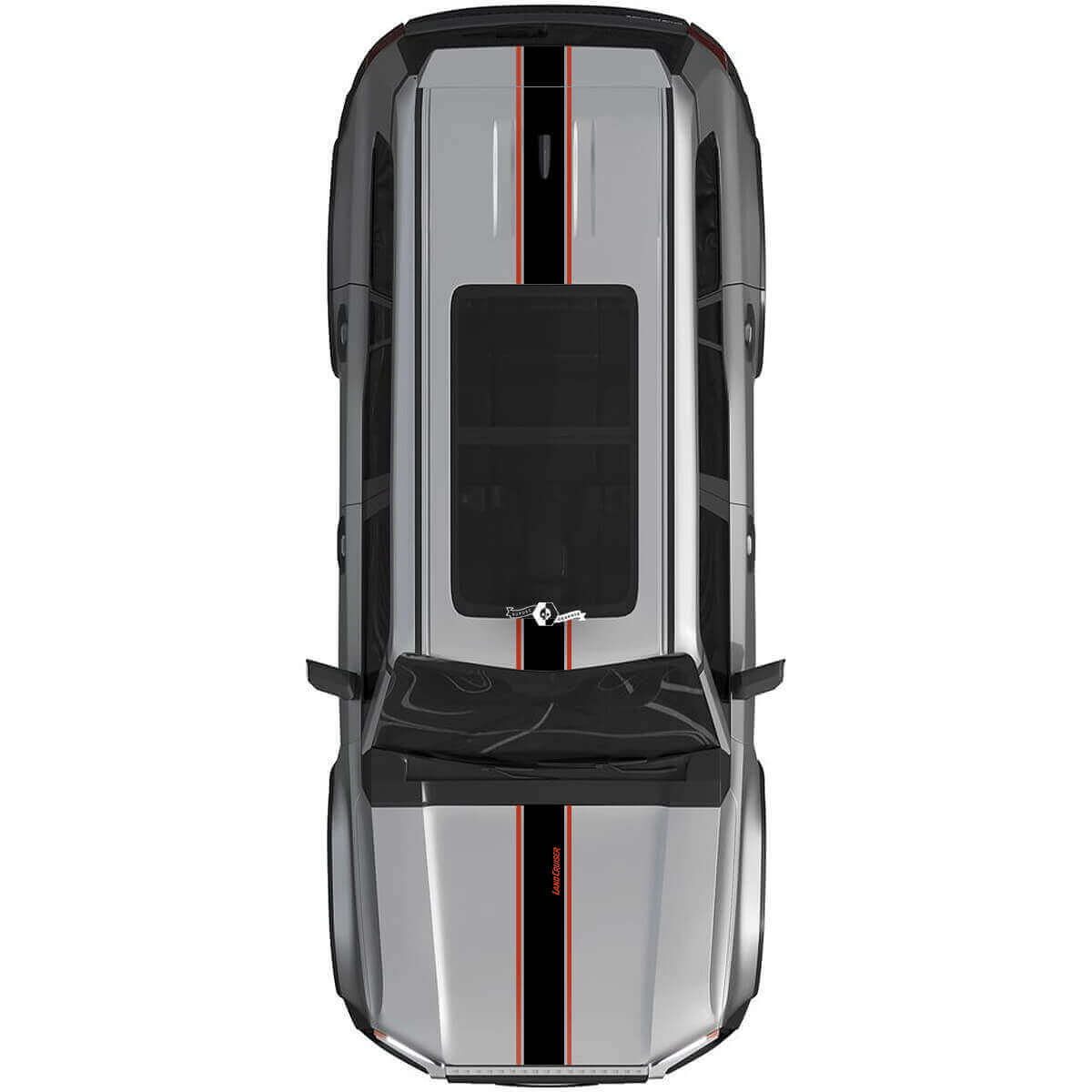 Autocollants en vinyle bandes sur capot et toit Kit graphique rallye 2 pour Toyota Land Cruiser Prado