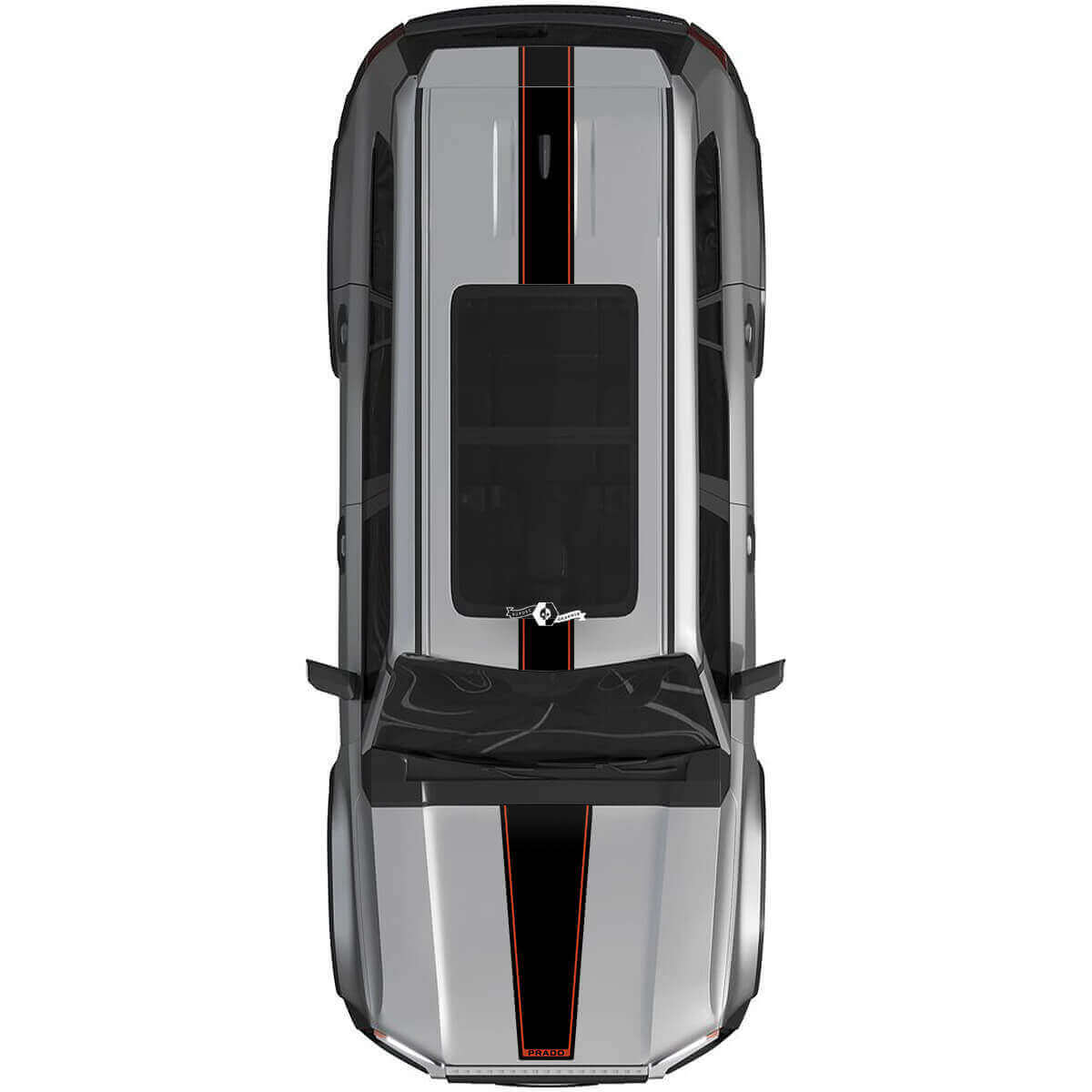 Kit d'autocollants en vinyle bande toit capot rallye pour Toyota Land Cruiser Prado