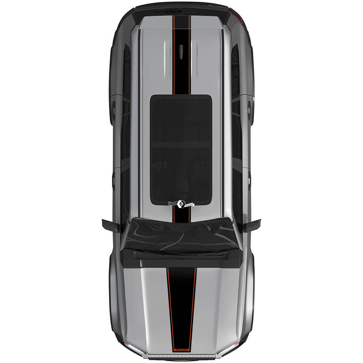 Autocollant de décalcomanies de rallye pour capot et rayures de toit Toyota Land Cruiser Prado - Kit graphique en vinyle 2
