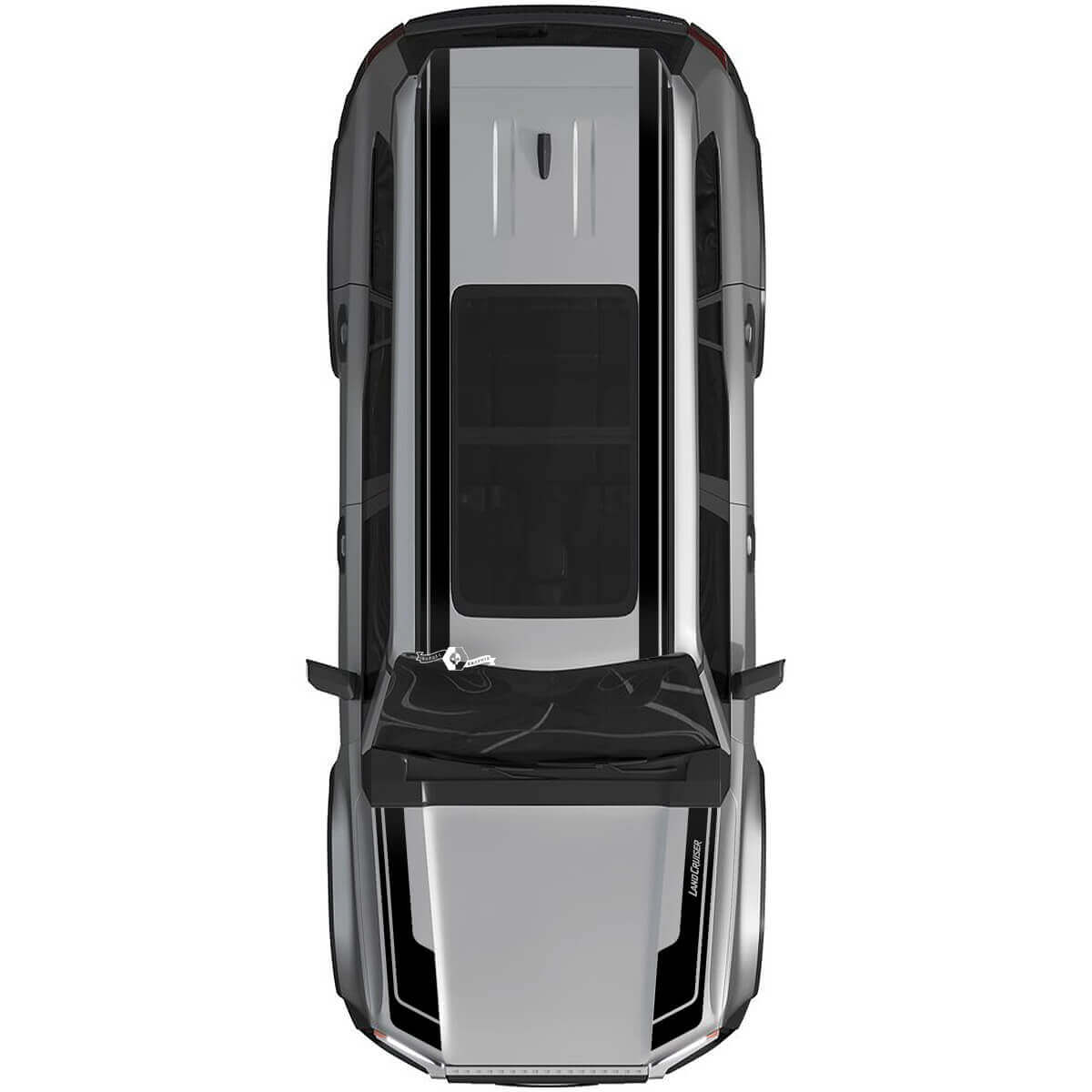 Autocollant de décalcomanies de rallye à double rayures pour capot et toit de Toyota Land Cruiser Prado - Kit graphique en vinyle 2
