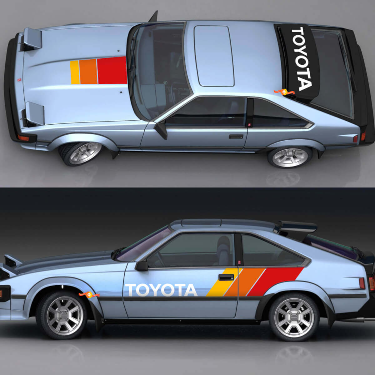 Kit complet d'autocollants en vinyle TRD Vintage Stripes pour Toyota Celica Supra 1980