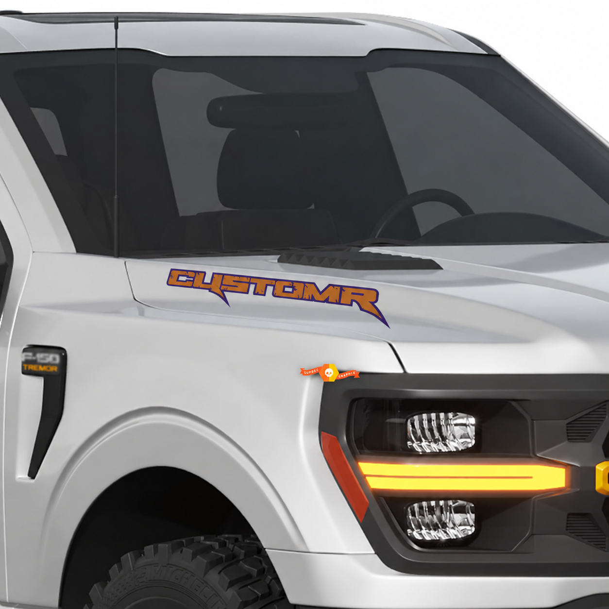 CUSTOMR Distressed Outline Hood Lettering Pair Capot Autocollant vinyle pour Ford F-150
