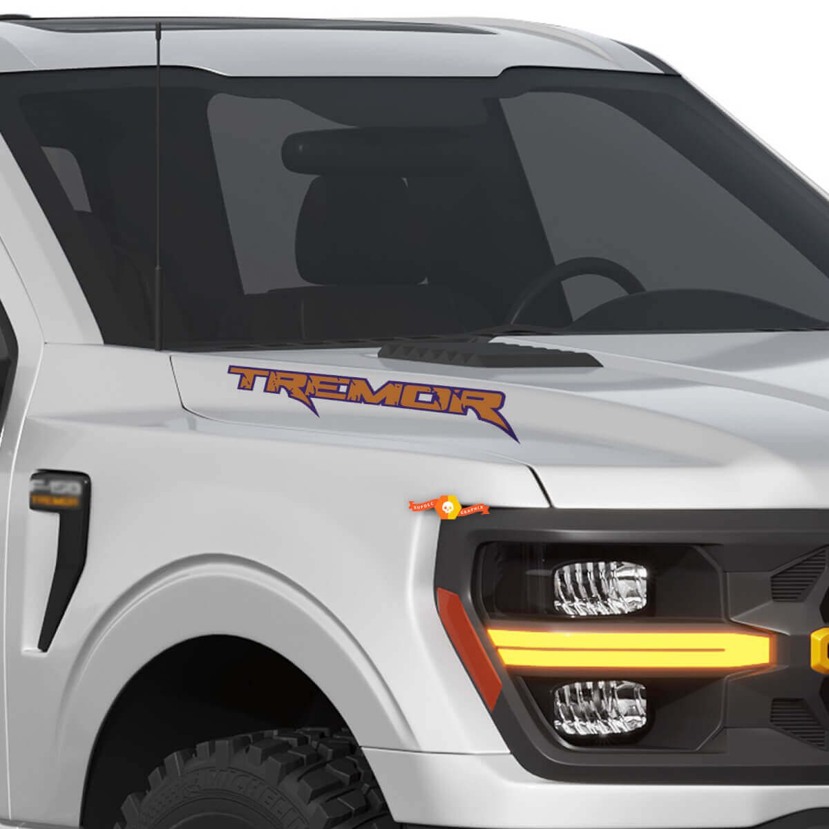 Capot Tremor Raptor Style avec contour – Autocollants pour camion Ford F-150 Tremor

