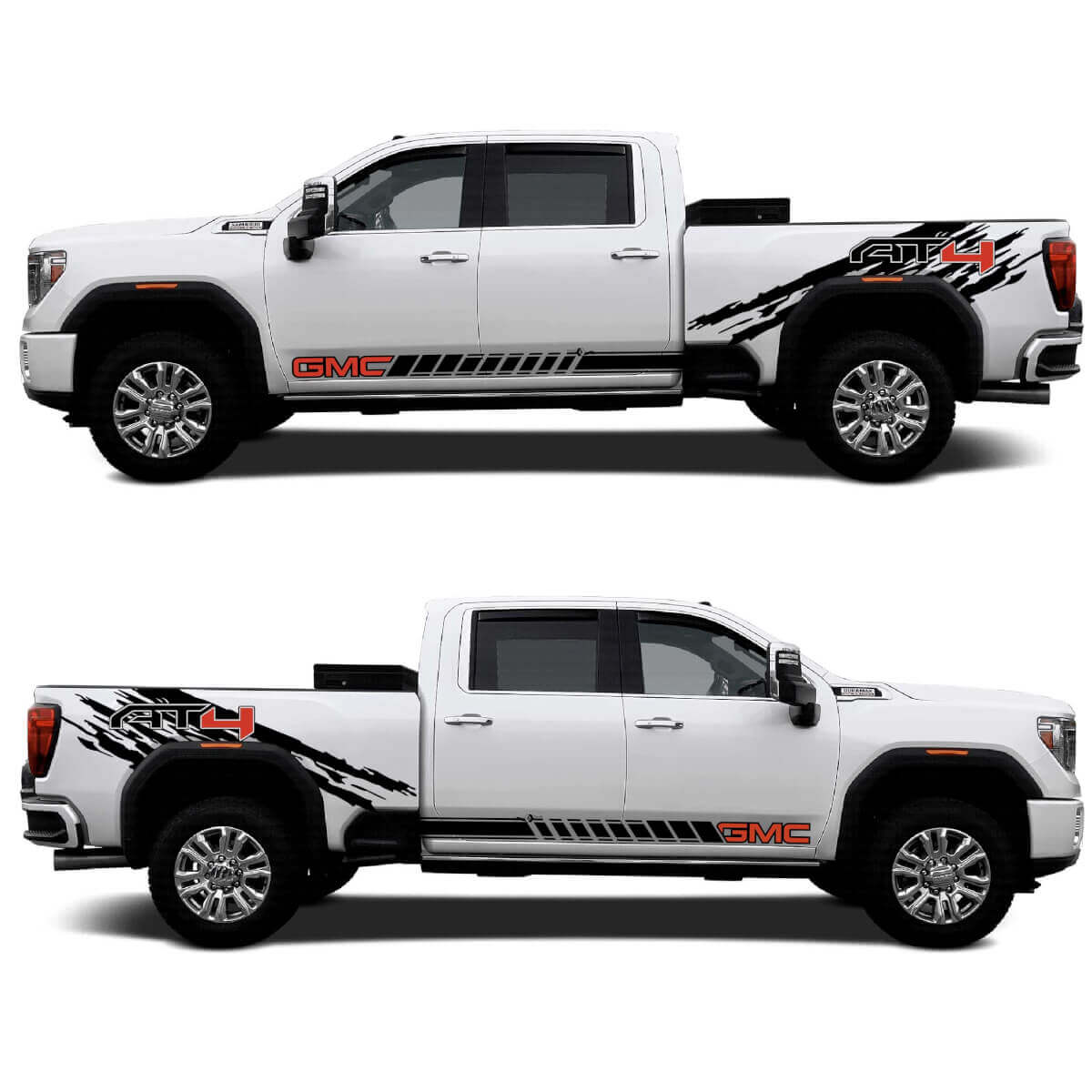 Kit d'autocollants vinyle style AT4 pour panneau latéral arrière et bas de caisse pour GMC 2500HD 2024