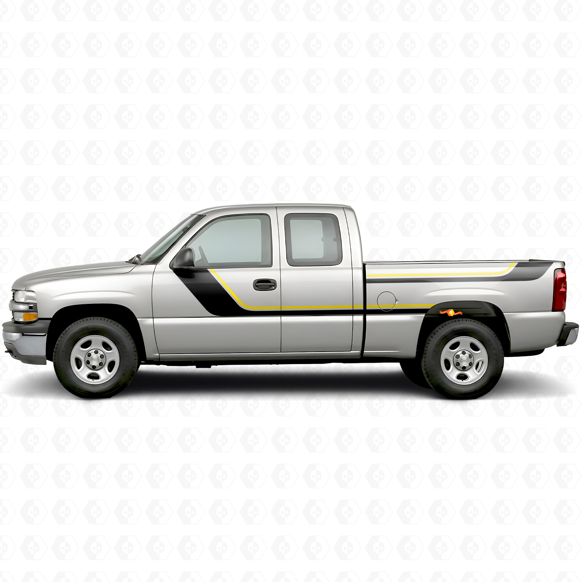 Bandes vinyle supérieures accentuées balayantes pour portes et côtés de benne Chevrolet Silverado 1500 GMT800 1999-2007