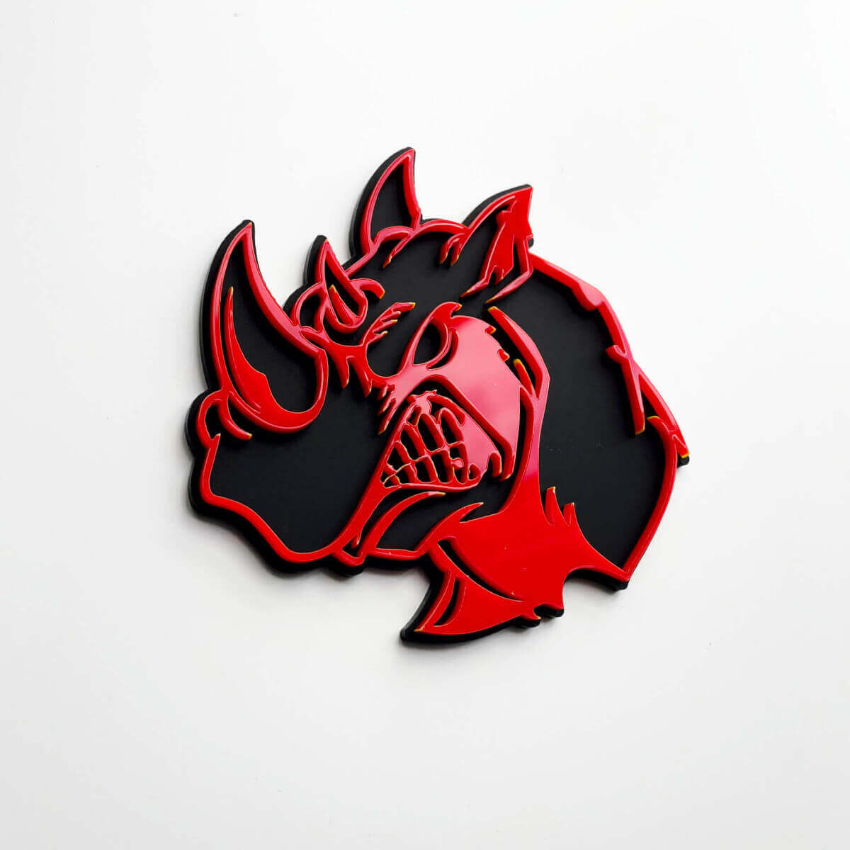 Badge logo 3D Rhino Angry - Emblème de garde-boue personnalisé pour voitures, camions et SUV
