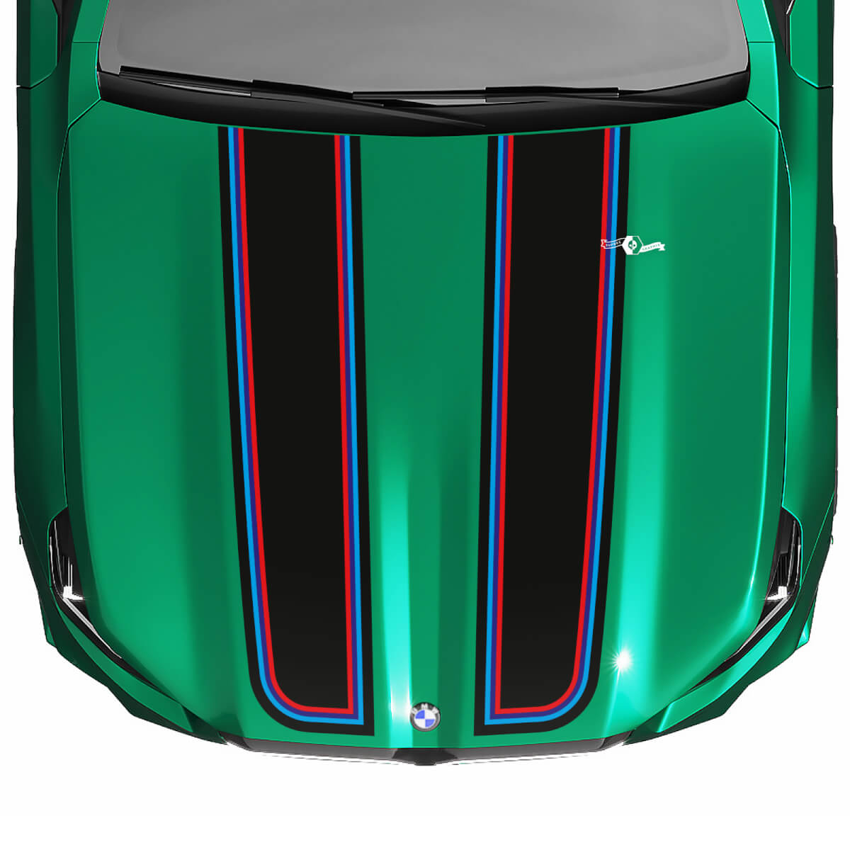 Autocollant de capot de drapeau à damier de couleurs M de course à rayures pour BMW série 5 G60 M5 G90
