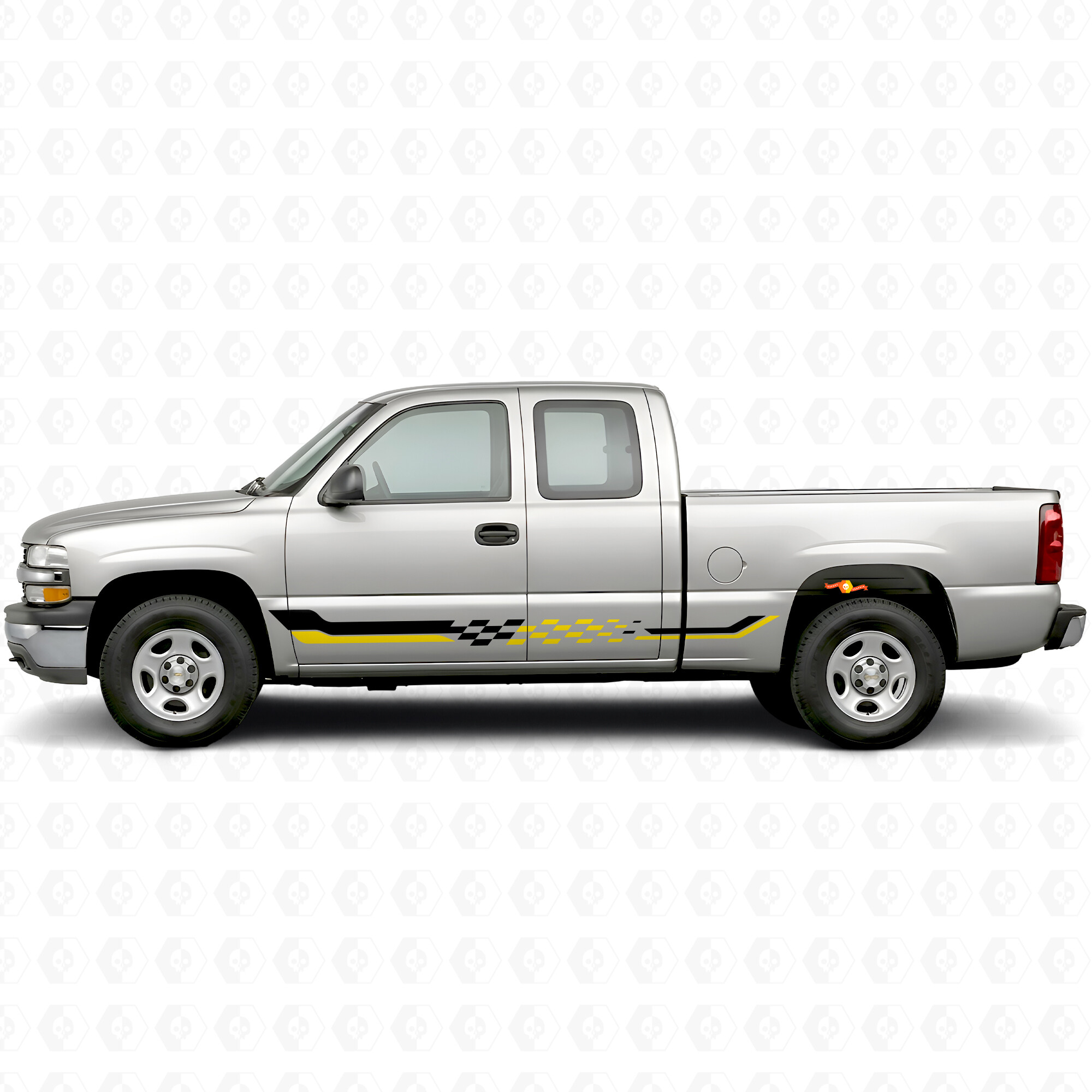Bandes en vinyle à damier pour porte de course et panneau bas pour Chevrolet Silverado 1500 GMT800 1999-2007