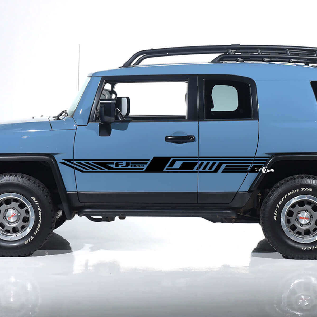 Autocollant vinyle à rayures géométriques logo FJ pour porte latérale Toyota FJ Cruiser