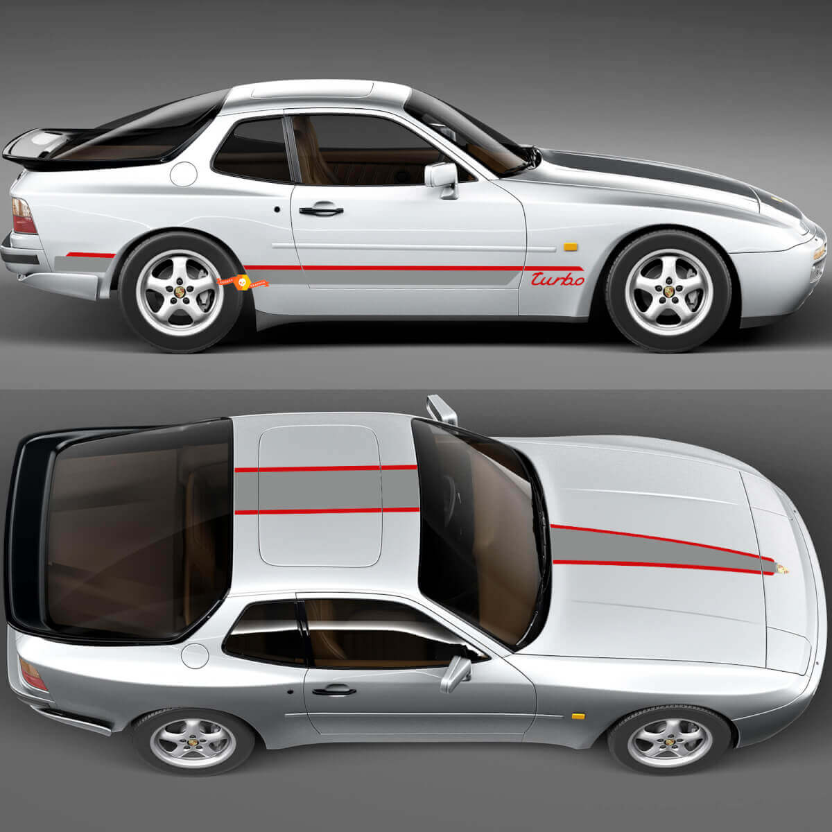 Kit de toit de capot latéral Porsche 944 Turbo Stripes - Graphiques de décalcomanie en vinyle personnalisés
