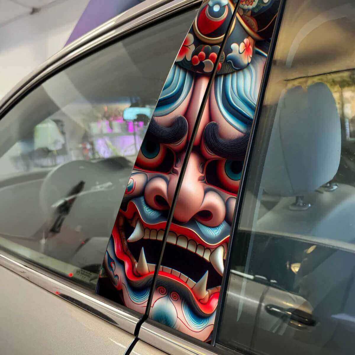 Masque de démon japonais Hannya, autocollants pour portes de voiture, graphiques en vinyle personnalisés pour le style du véhicule
