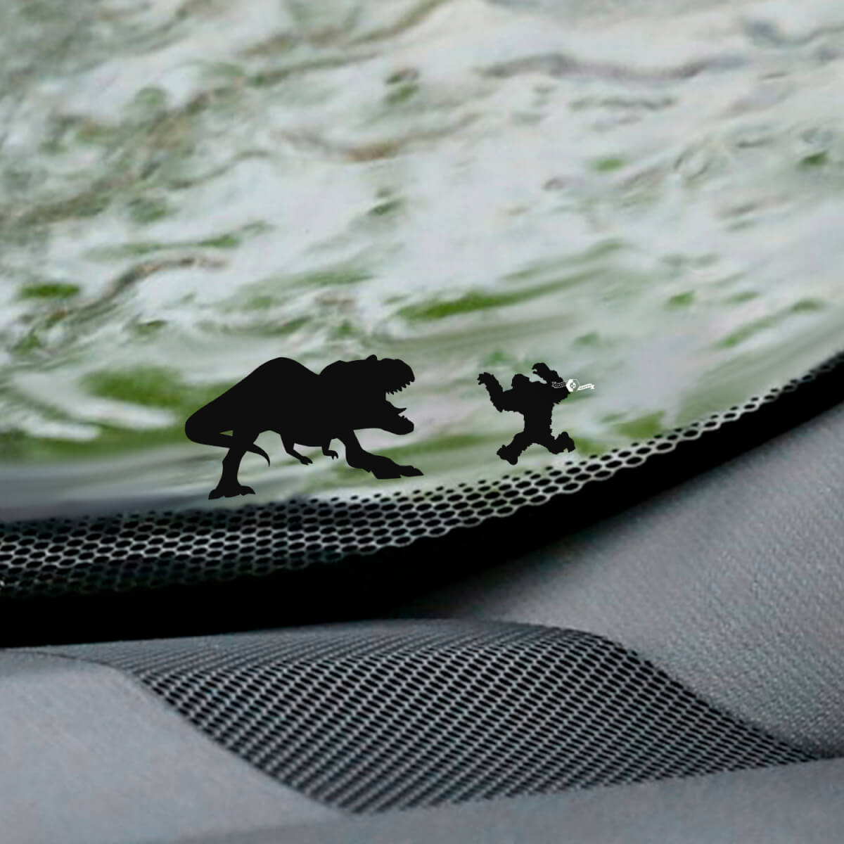 T-Rex et Yeti Bigfoot Pare-brise Easter Egg Corner Decal - Graphique vinyle personnalisé
