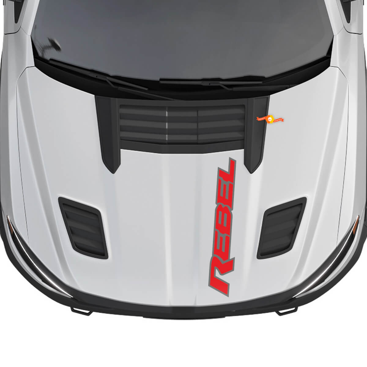 Dodge Ram 1500 Rebel Hood Logo Vinyle Autocollant Graphique 2 Couleurs
