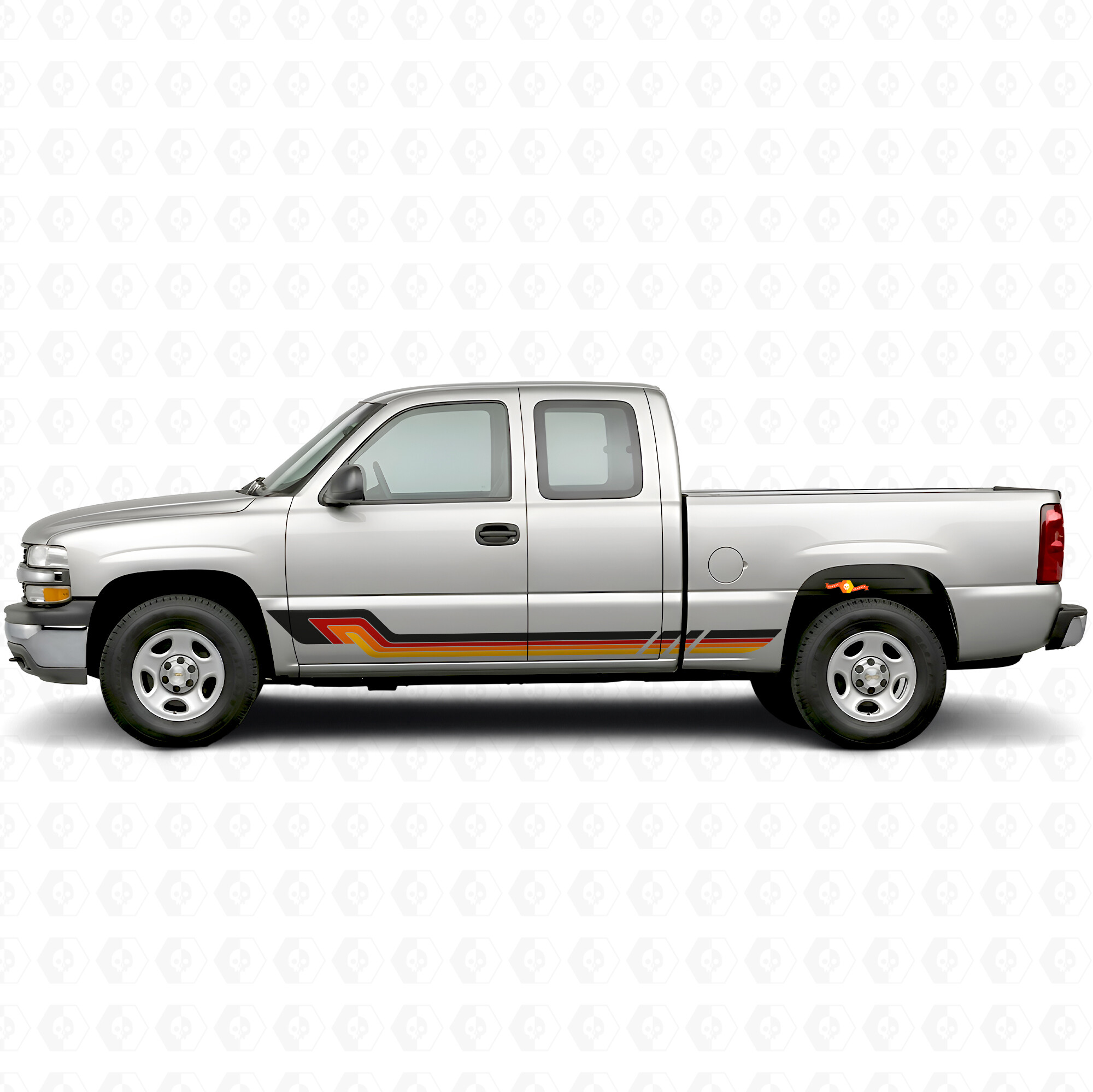 Bandes vinyle parallèles rétro pour porte et bas de caisse Chevrolet Silverado 1500 GMT800 1999-2007