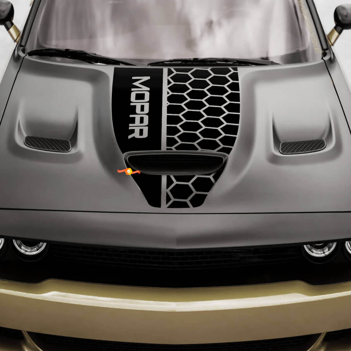 Autocollant Vinyle Course Capot 2 pour Dodge Challenger ou Charger