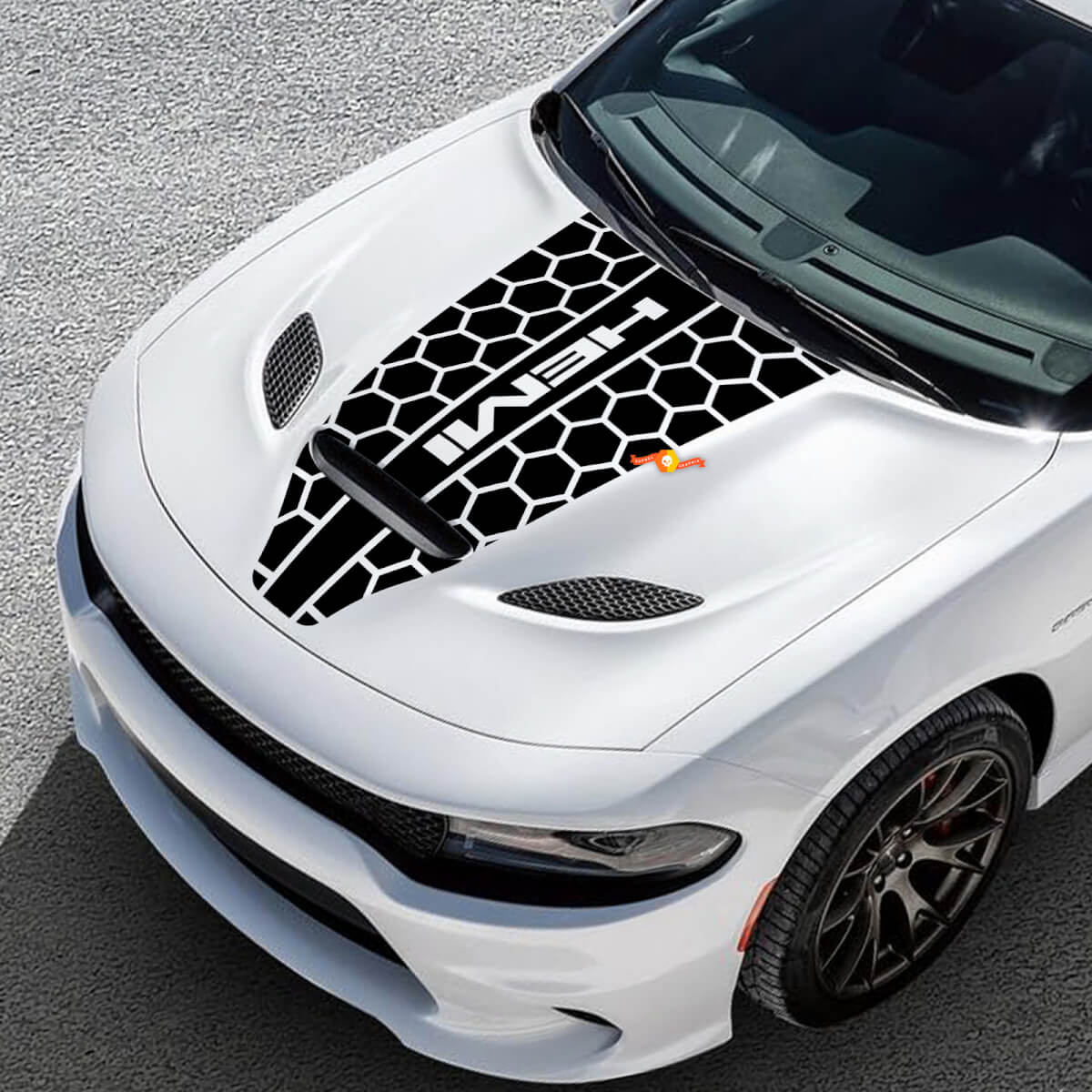 Capot Dodge Hemi Honeycomb Challenger ou Charger Hemi Vinyl Racing Autocollant autocollant
