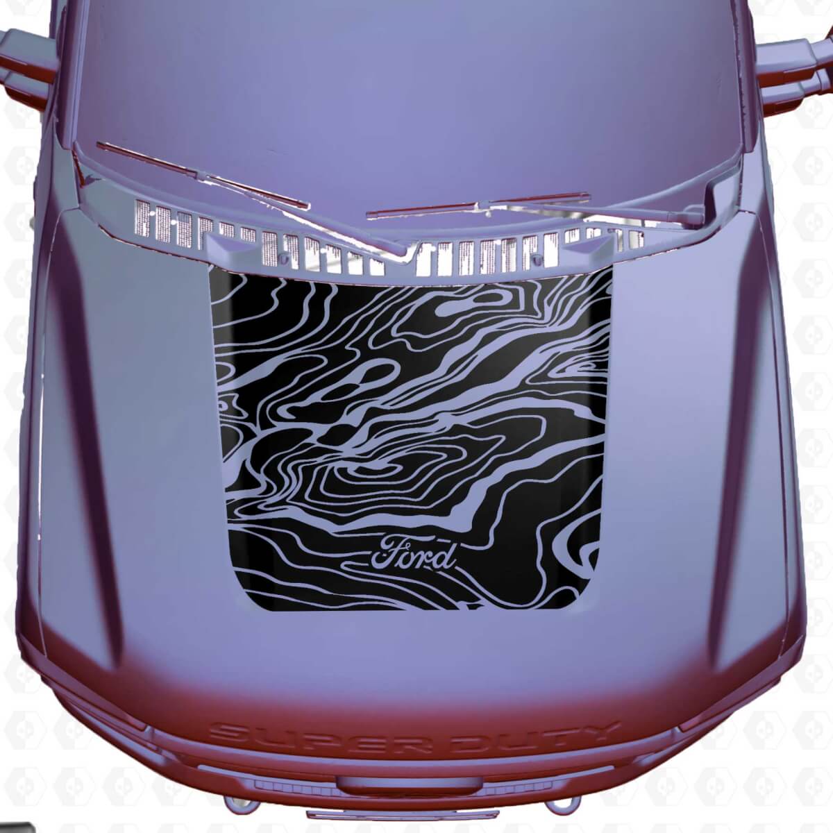 Capot Ford F250 Super Duty Carte Topographique Topo Stickers Autocollants Graphiques Vinyle
