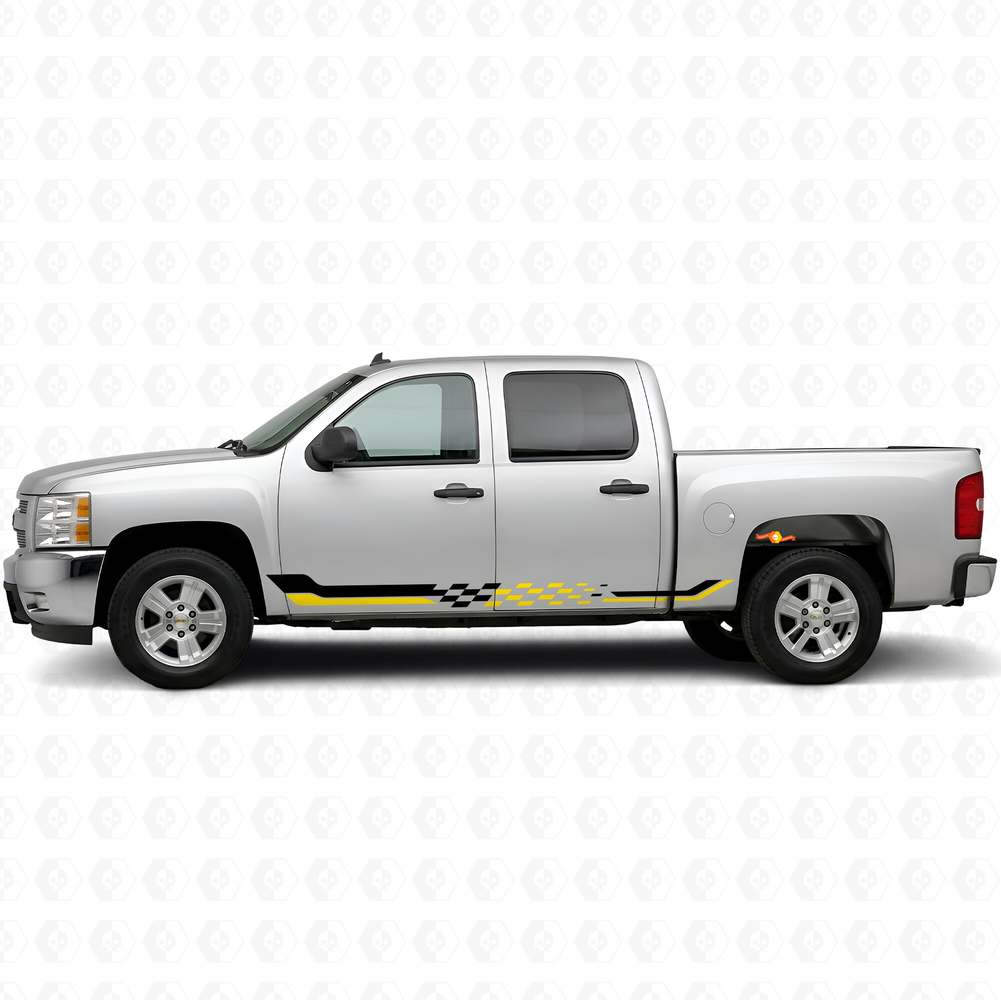 Bandes adhésives en vinyle damier pour porte et bas de caisse Chevrolet Silverado 1500 GMT900 2007-2013