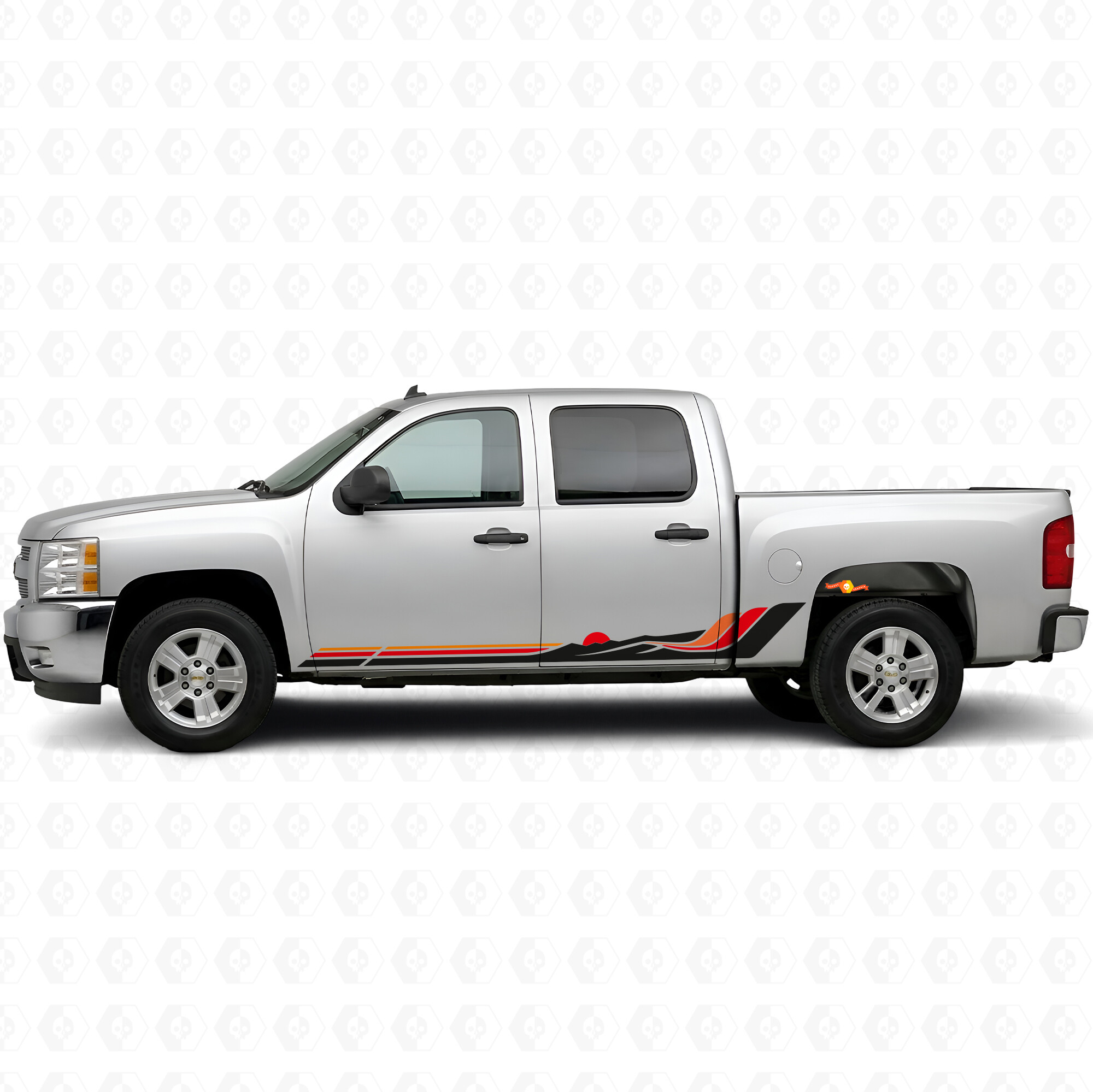 Bandes adhésives vinyle rétro vague montagne pour portes et bas de caisse Chevrolet Silverado 1500 GMT900 2007-2013