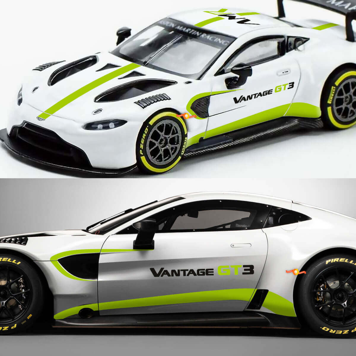 Autocollant en vinyle Logo Vantage & Bandes Kit Complet pour Aston Martin Vantage GT3