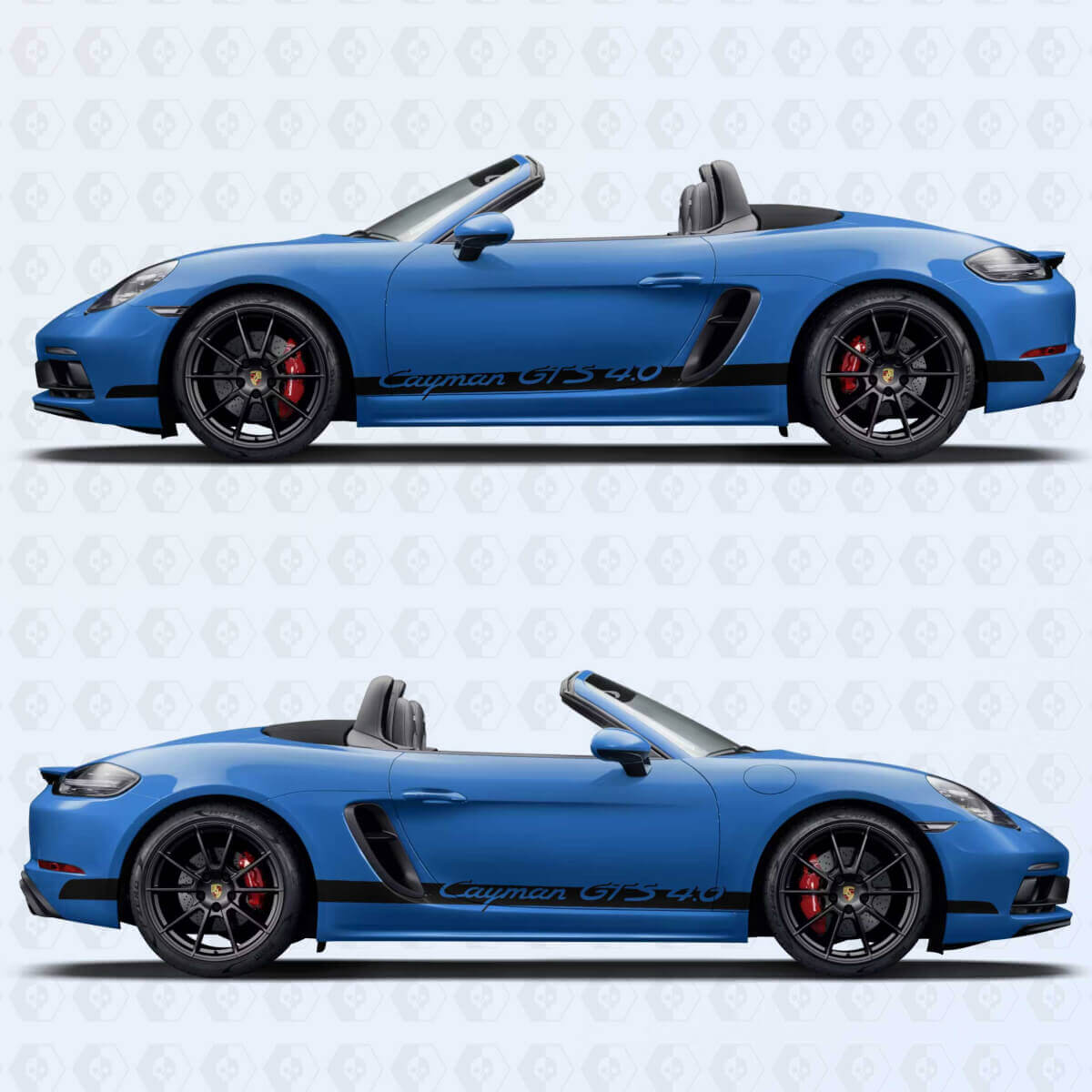 Kit d'autocollants vinyle bandes latérales Cayman GTS 4.0 pour Porsche