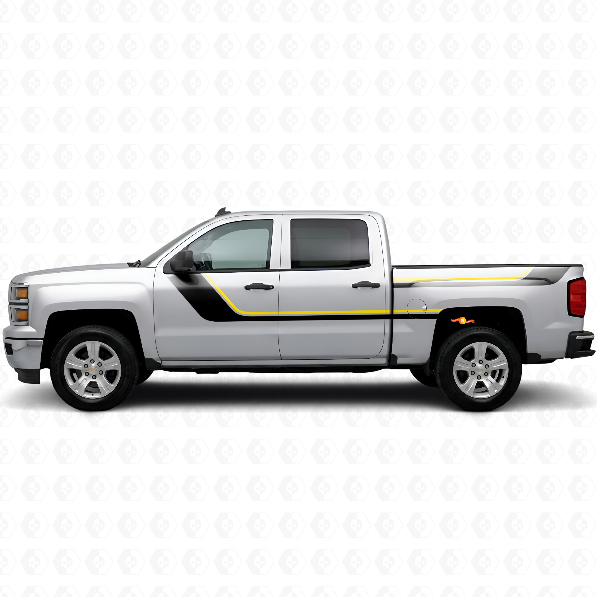Bandes en vinyle accentuées supérieures balayantes pour porte et flanc de caisse Chevrolet Silverado 1500 K2XX 2014-2019