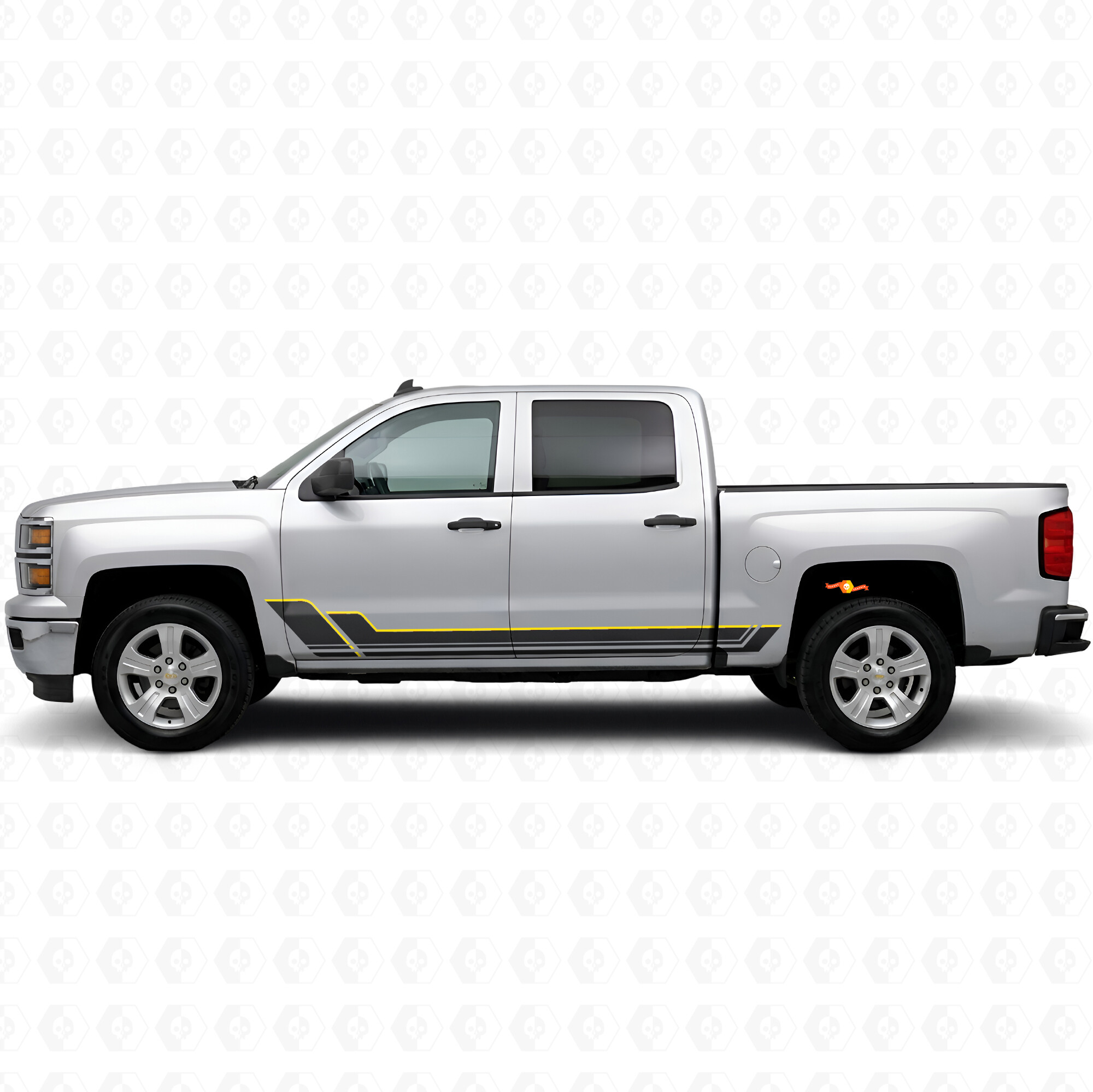 Autocollants Vinyle en Contour Angulaire pour Porte et Bas de Porte pour Chevrolet Silverado 1500 K2XX 2014-2019